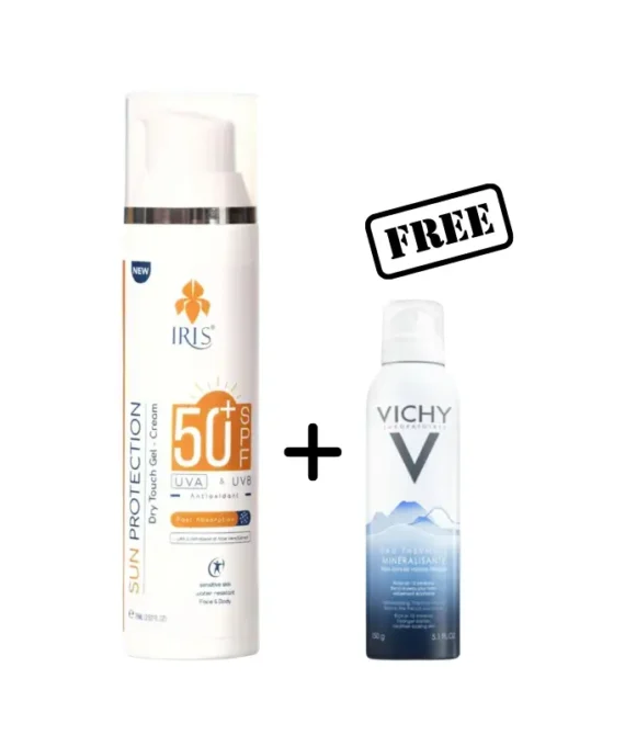 Iris Sun Protection Dry Touch Gel-Cream 75Ml+Vichy Thermal Water 150Ml