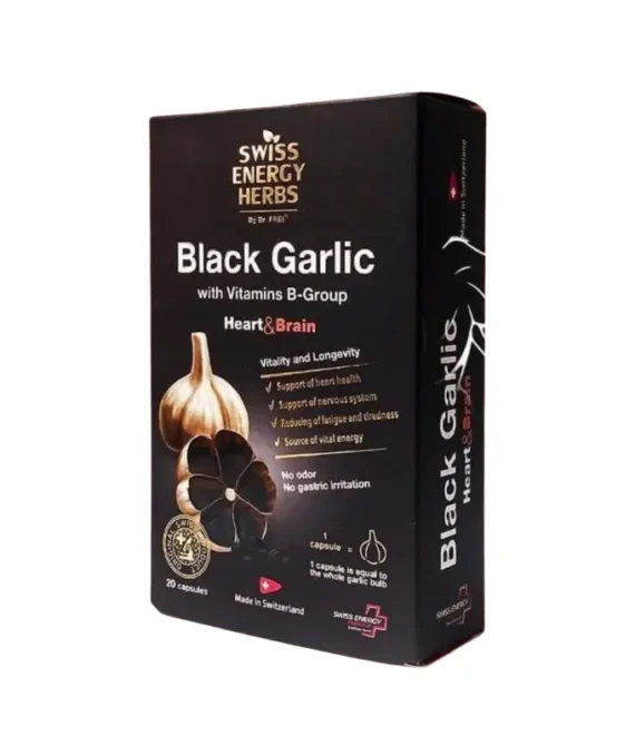 Swiss Energy Herbs, Black Garlic extract with Vitamin B, 20 capsules