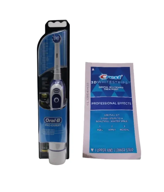 Oral-B Pro-Expert Clean battery toothbrush +Crest 3D White Professional Effects Teeth Whitening Strip