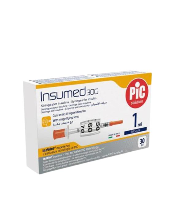 Pic Insumed Insulin Syringes 1ml 30G x 8mm 30 Pieces