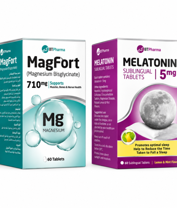 BT Pharma Melatonin 5mg + Magfort 710mg Bundle – 60 Tablets Each